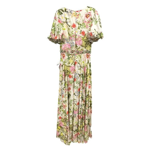 Mac Duggal Floral Beaded Flutter Sleeve Formal Gown Long Maxi Dress NWT Size 4 - Picture 5 of 8